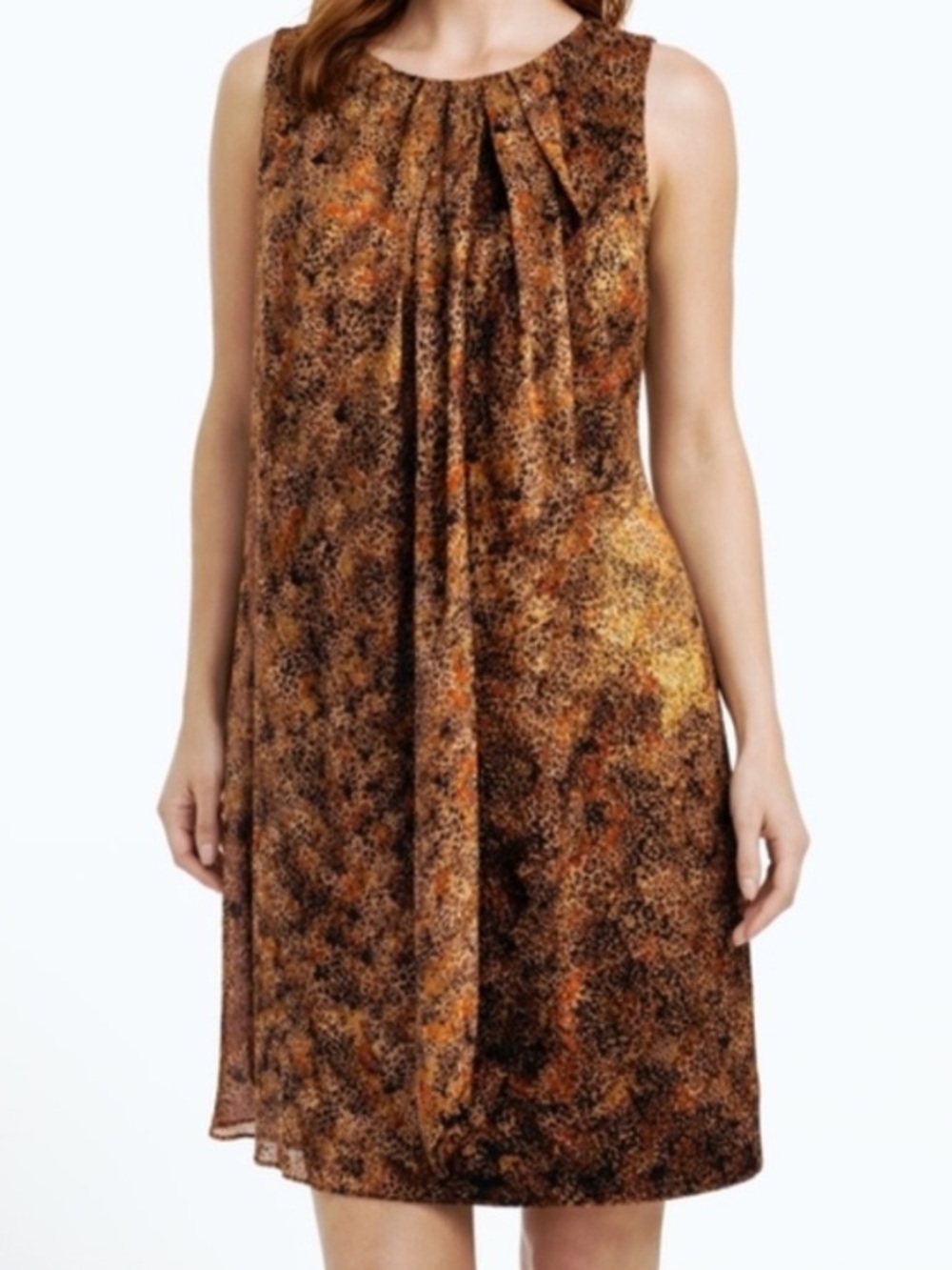 Cynthia Steffe Gold & Brown Metallic Animal Print Silk Dress 0 new nwt $395